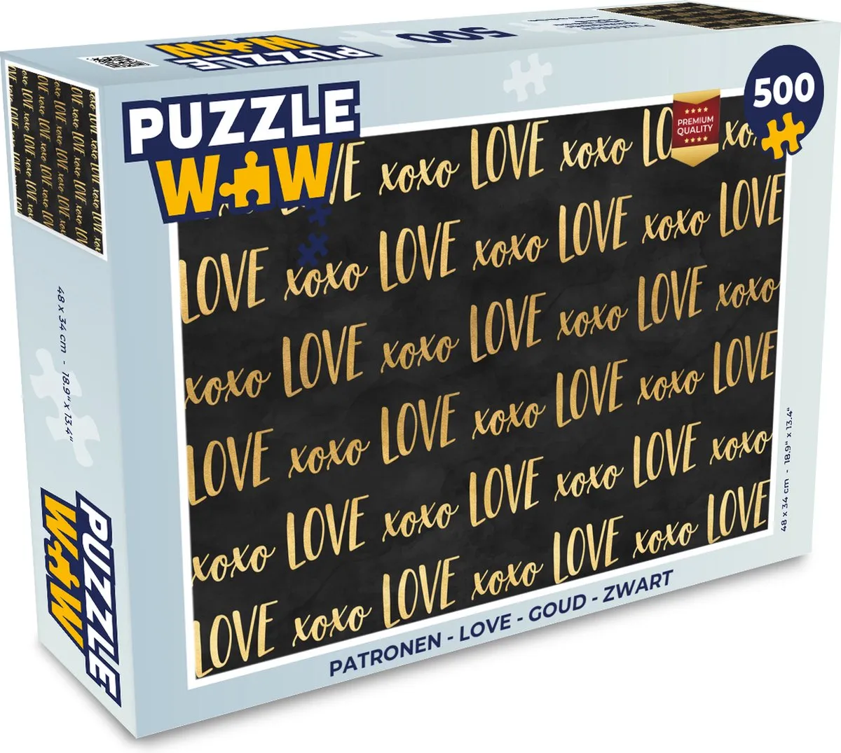 PuzzleWow Love Legpuzzel 500 Stuks - Goud/Zwart - 7435042673623