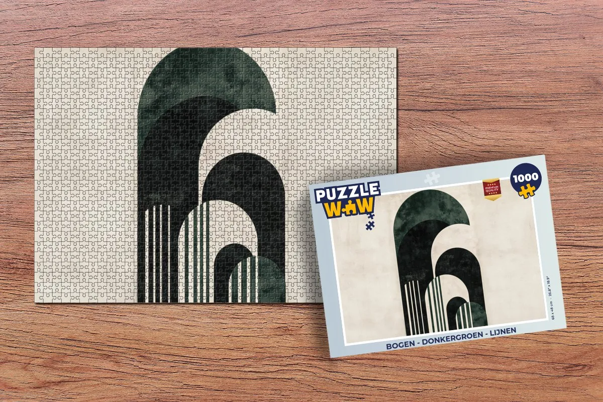 PuzzleWow Puzzel 1000 Stuks - Donkergroen Vormen