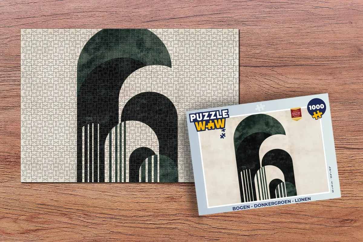 PuzzleWow Puzzel 1000 Stuks - Donkergroen Vormen