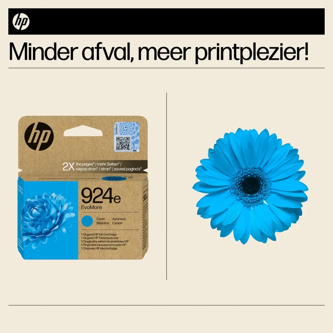 HP 924e EvoMore Cyaan XL Inktcartridge - 4K0U7NE - afbeelding 6 van 6