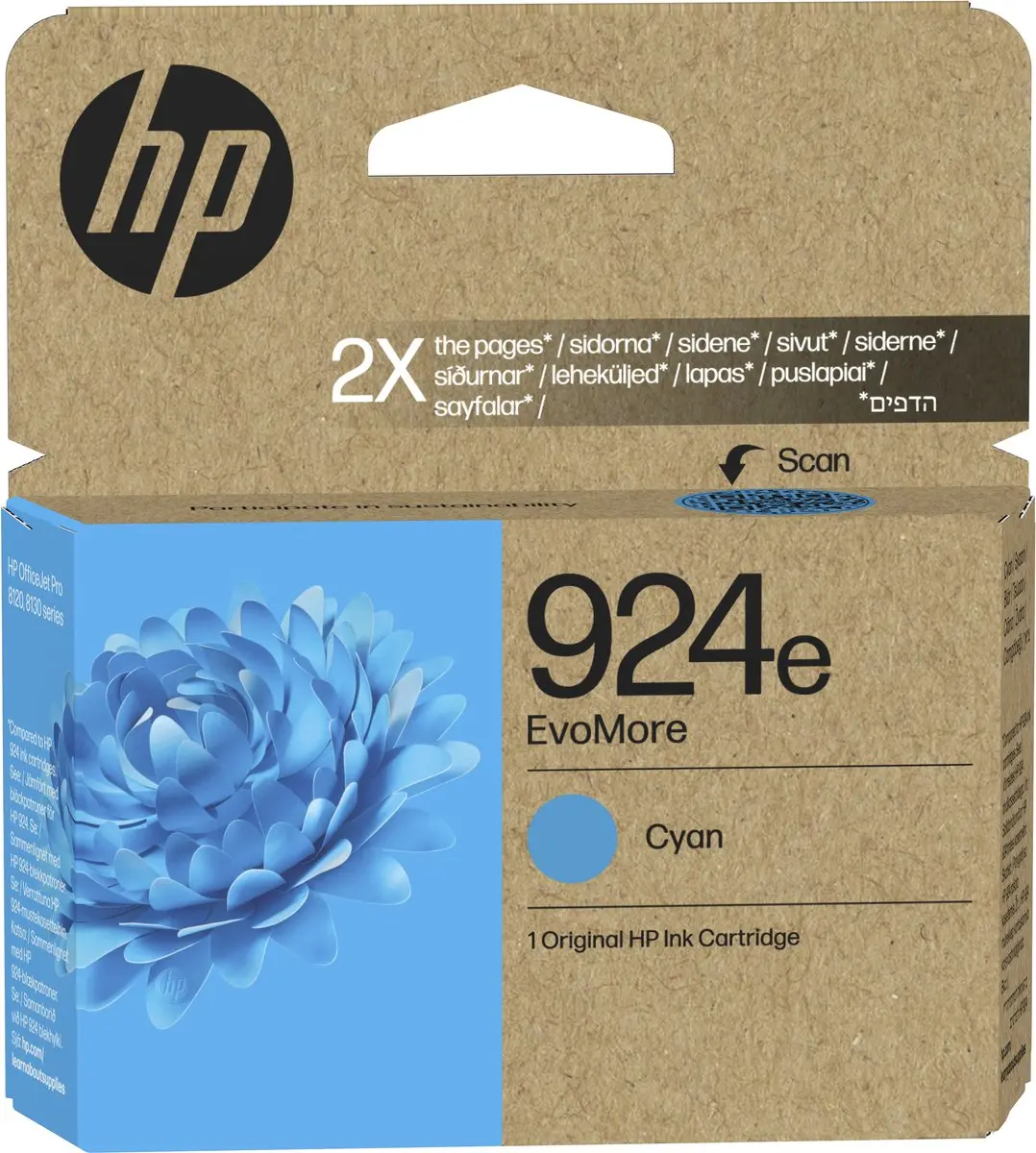 HP 924e EvoMore Cyaan XL Inktcartridge