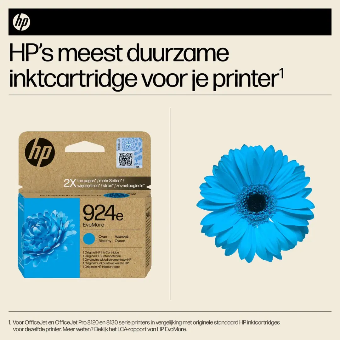 HP 924e EvoMore Cyaan XL Inktcartridge - 4K0U7NE