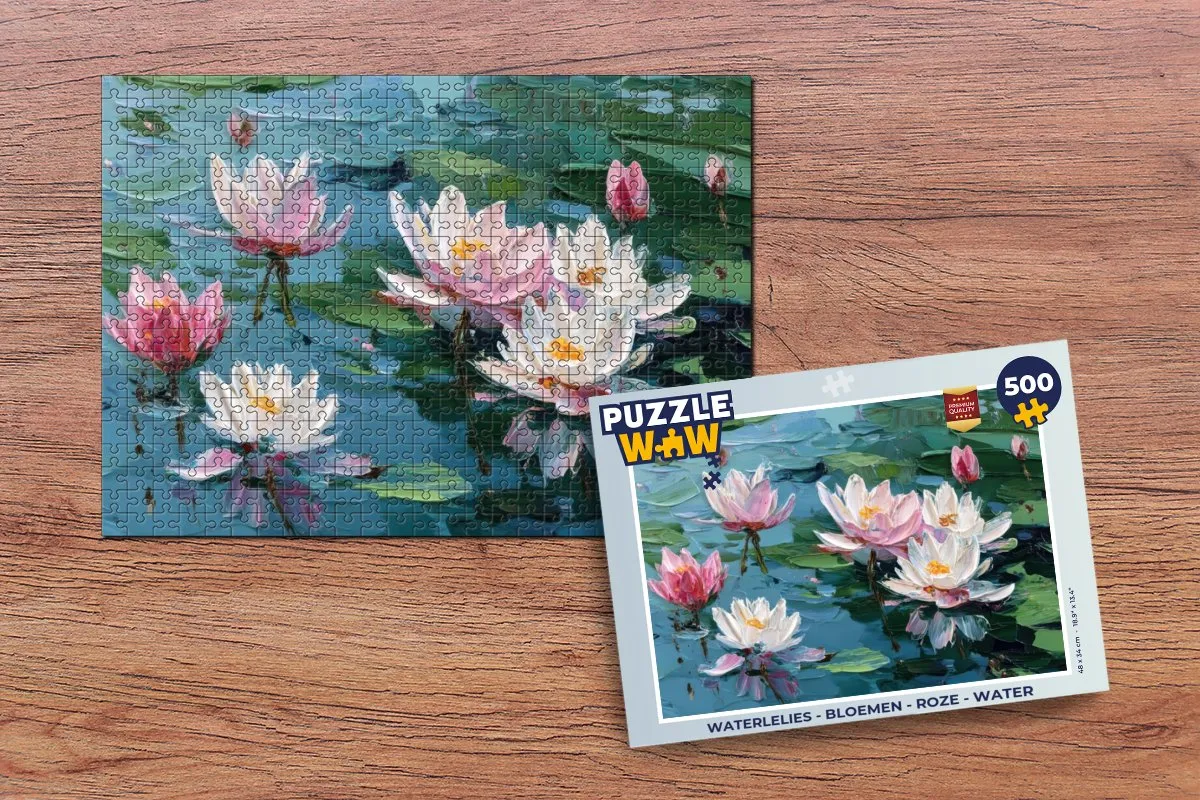 PuzzleWow Waterlelies Legpuzzel 500 Stuks - Roze