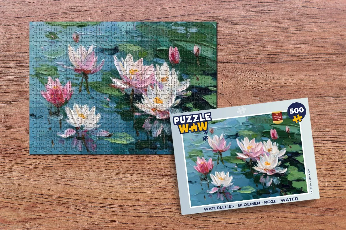 PuzzleWow Waterlelies Legpuzzel 500 Stuks - Roze