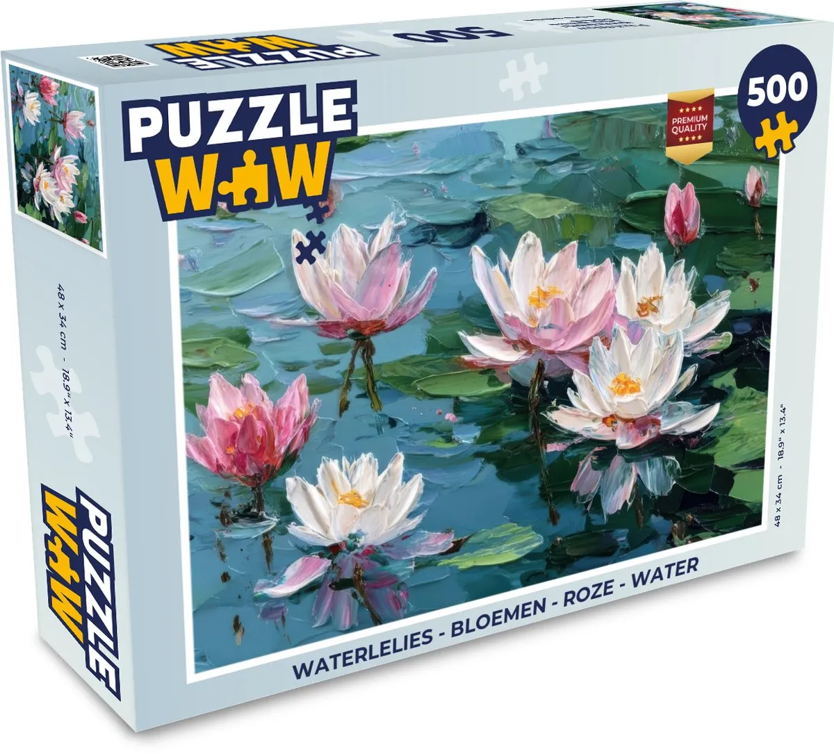 PuzzleWow Waterlelies Legpuzzel 500 Stuks - Roze