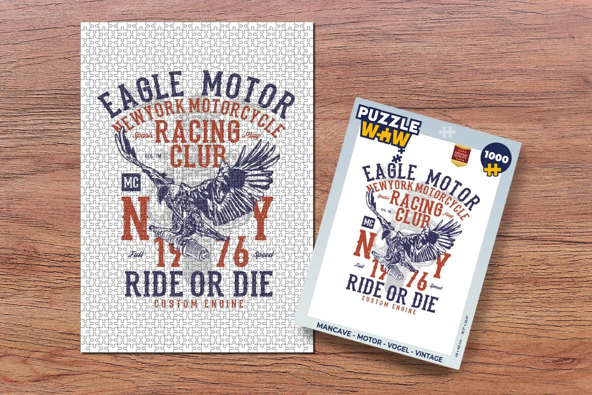 PuzzleWow Mancave Motor Vogel Vintage Legpuzzel 1000 Stuks - Multicolor