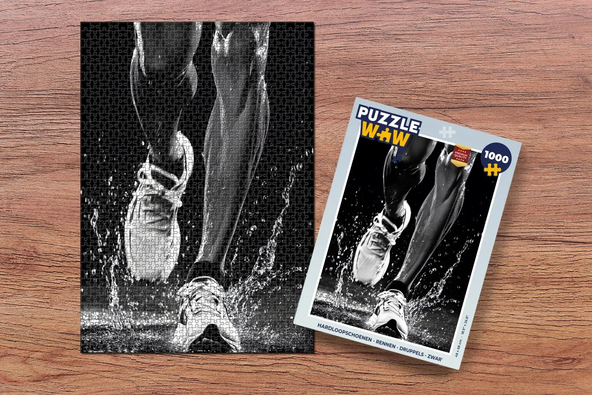 PuzzleWow Hardloopschoenen Rennen Druppels - 1000 Puzzeldelen - Zwart