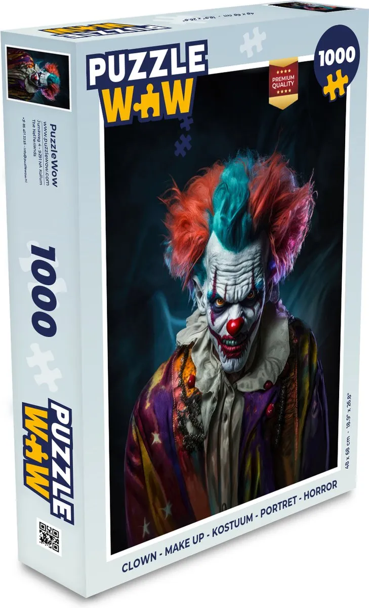 PuzzleWow Clown Make-up Kostuum Horror Legpuzzel 1000 Stuks