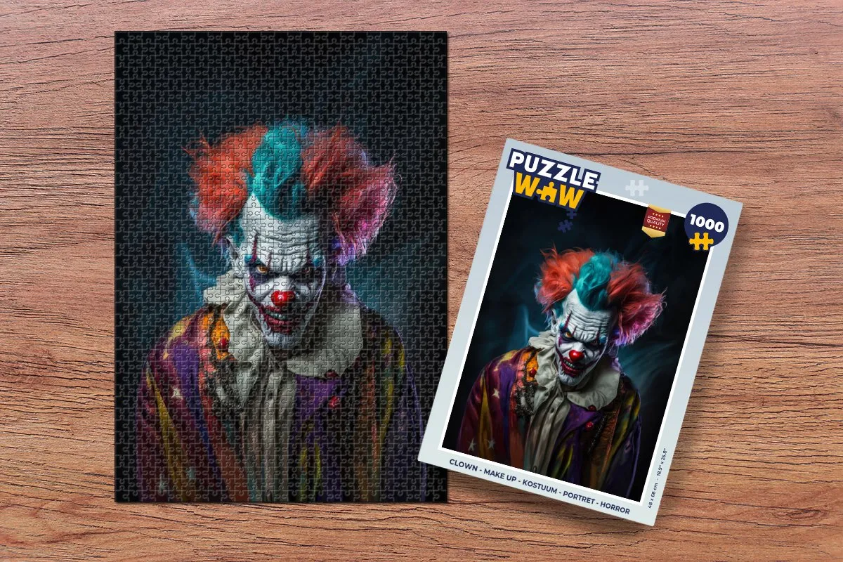 PuzzleWow Clown Make-up Kostuum Horror Legpuzzel 1000 Stuks - Multicolor