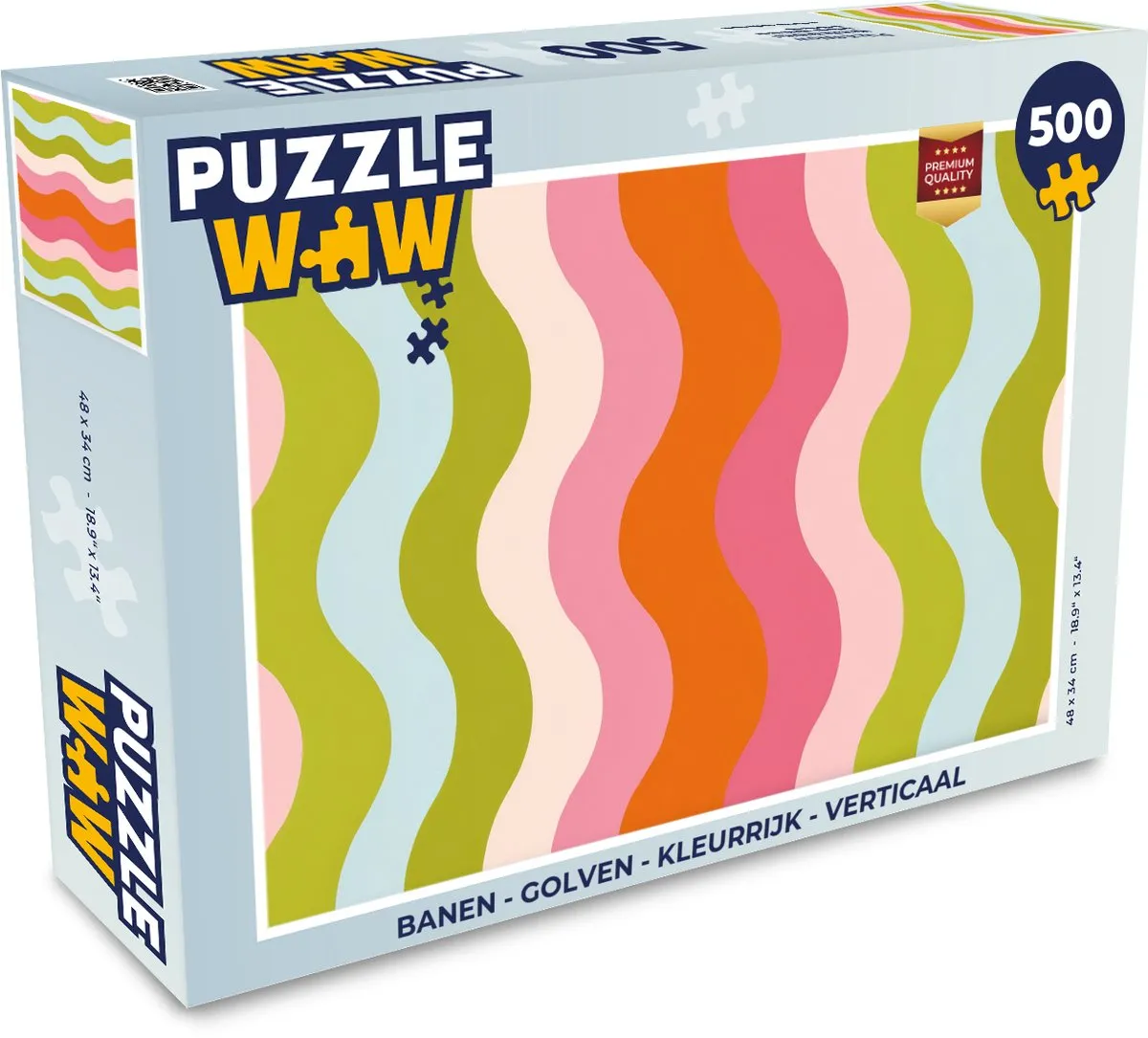 PuzzleWow Banen Golven Verticaal Legpuzzel 500 Stuks - Kleurrijk