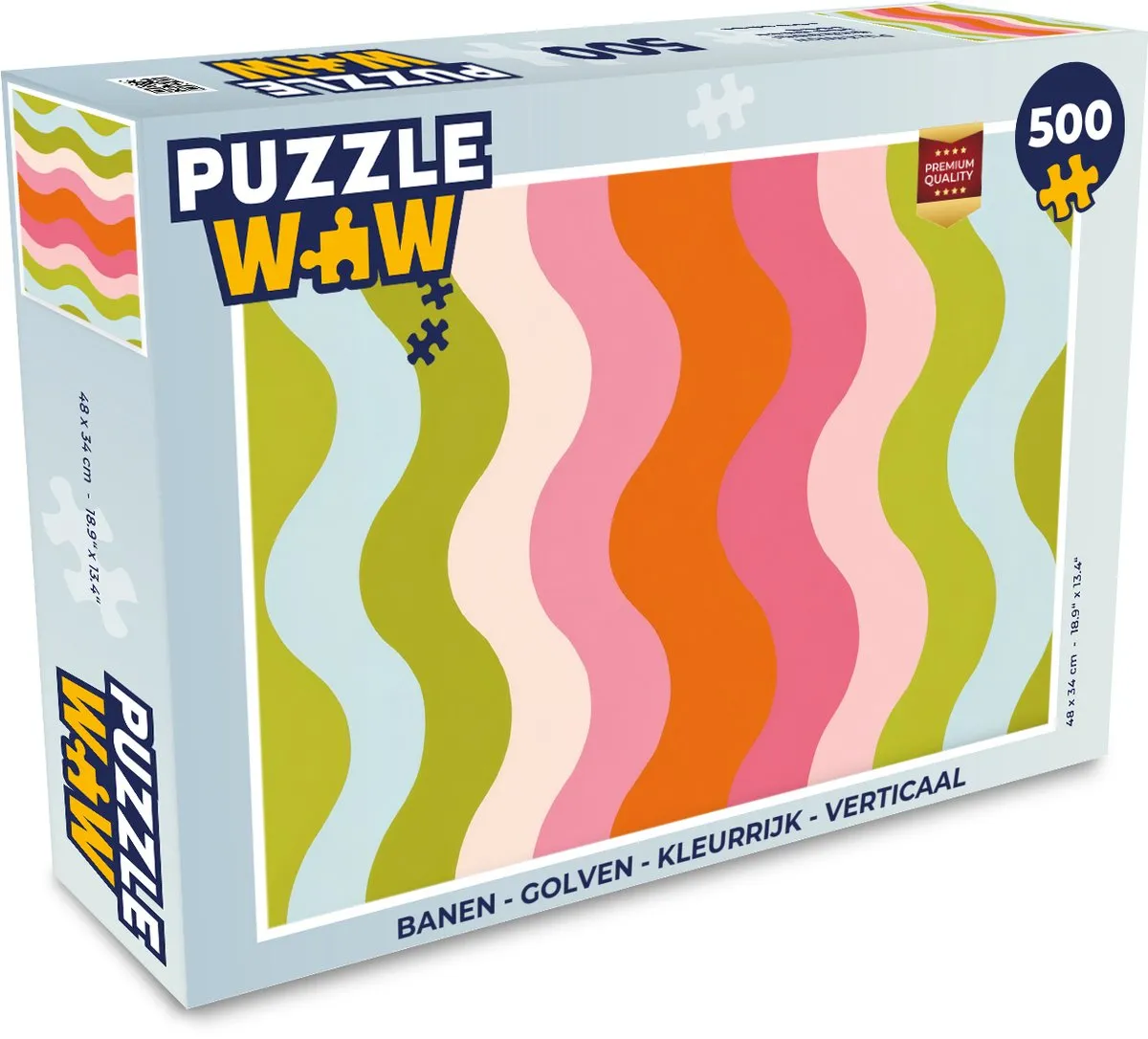 PuzzleWow Banen Golven Verticaal Legpuzzel 500 Stuks - Kleurrijk