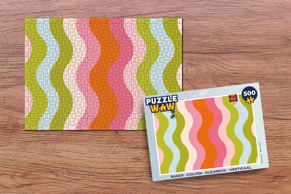 PuzzleWow Banen Golven Verticaal Legpuzzel 500 Stuks - Kleurrijk