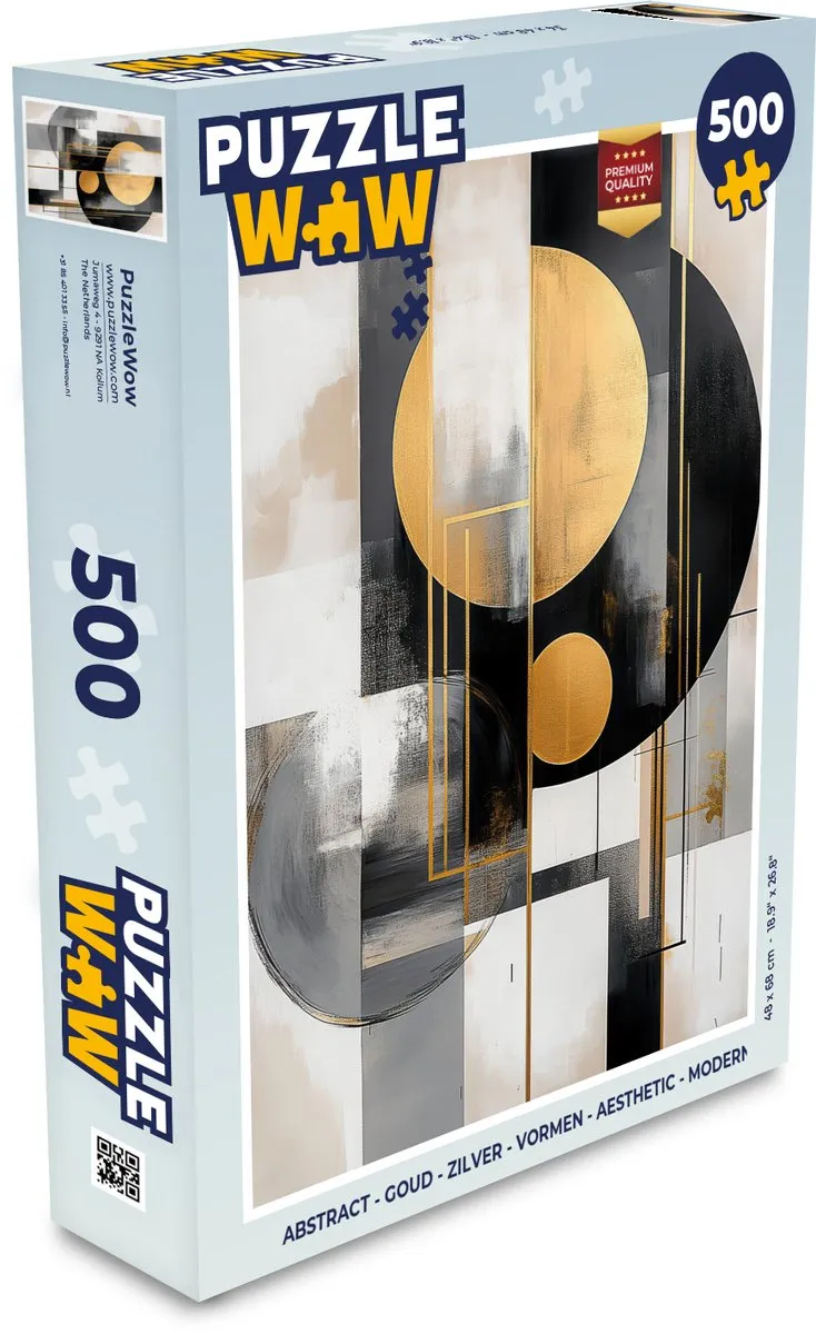 PuzzleWow Abstract Legpuzzel 500 Stuks - Goud/Zilver/Zwart