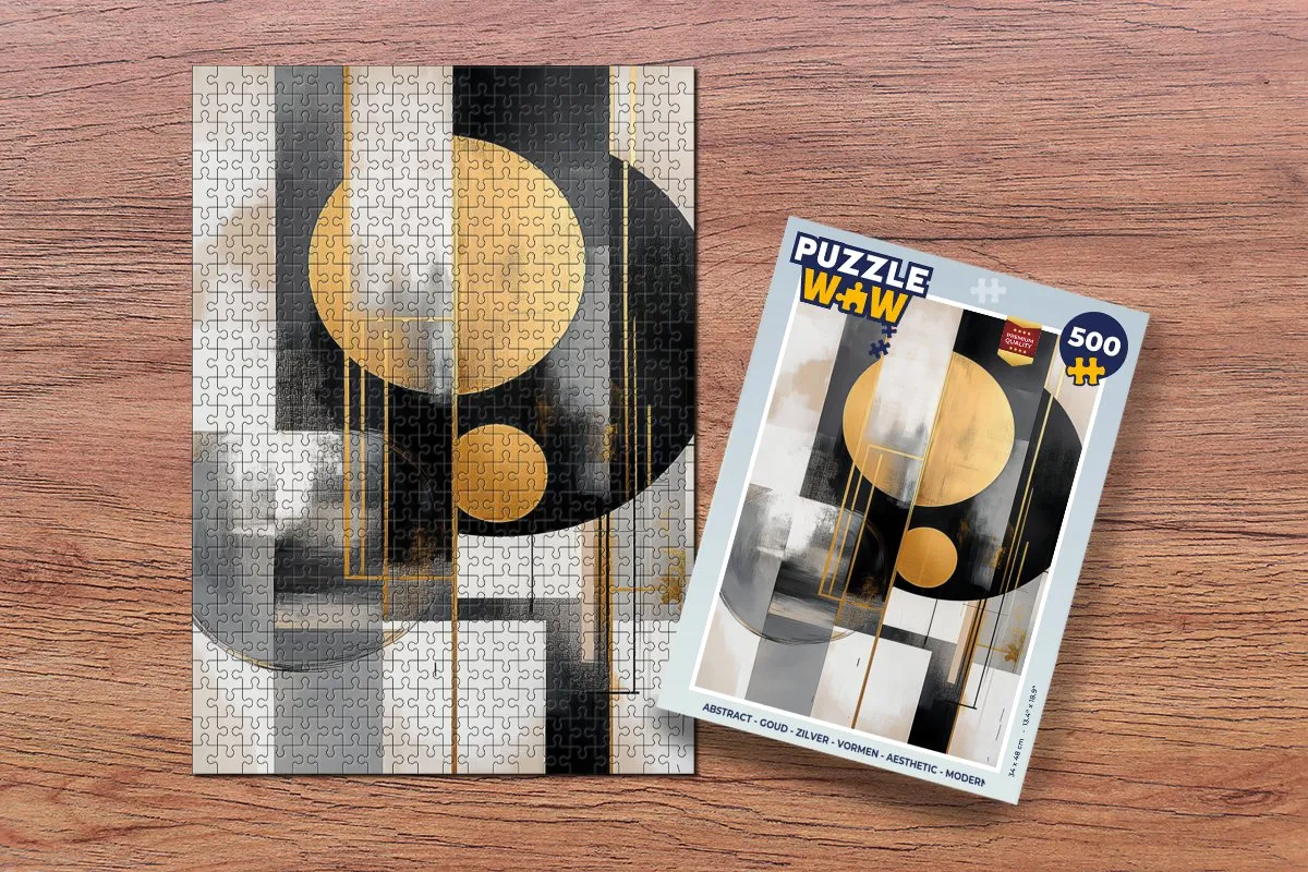 PuzzleWow Abstract Legpuzzel 500 Stuks - Goud/Zilver/Zwart