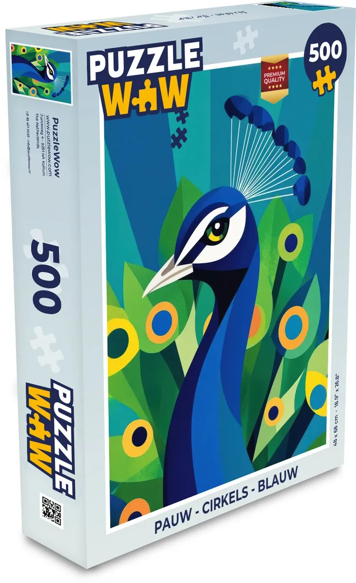 PuzzleWow Cirkels Pauw Legpuzzel 500 Stuks