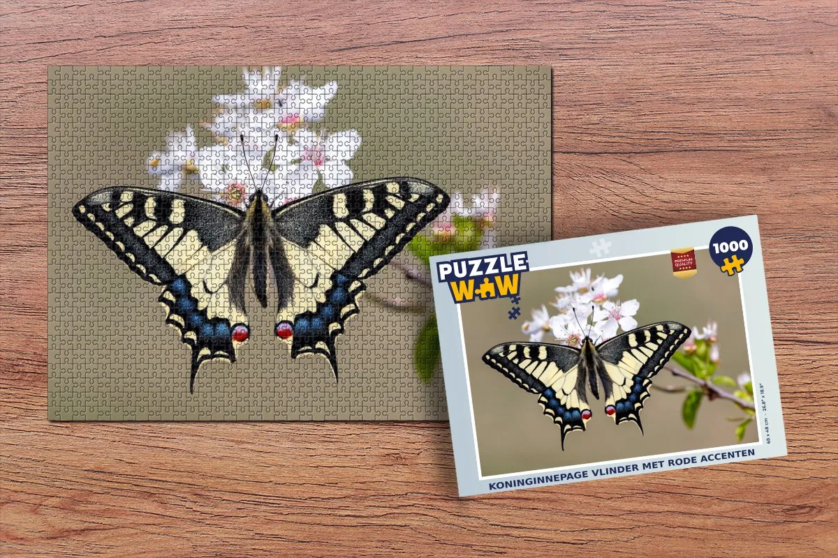 PuzzleWow Koninginnepage Vlinder Legpuzzel 1000 Stuks - Multicolor