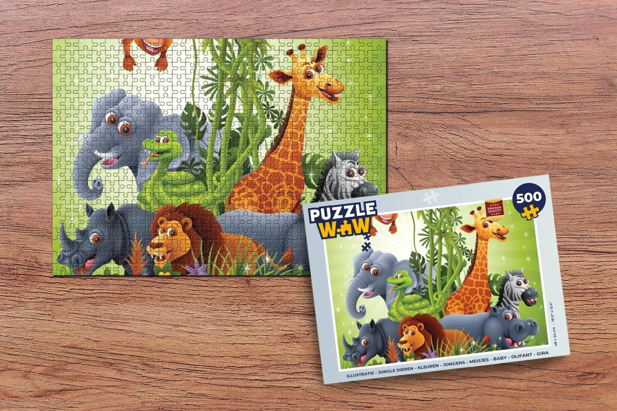 PuzzleWow Jungle Dieren Legpuzzel 500 Stuks - Multicolor
