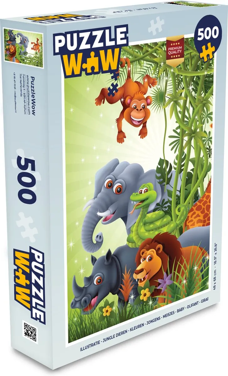 PuzzleWow Jungle Dieren Legpuzzel 500 Stuks - Multicolor