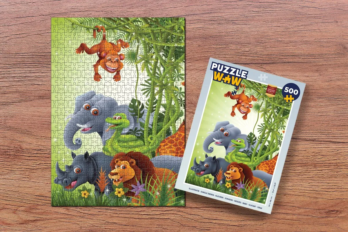 PuzzleWow Jungle Dieren Legpuzzel 500 Stuks - Multicolor