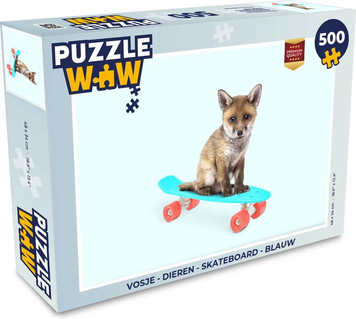 PuzzleWow Vos Skateboard Legpuzzel 500 Stuks - Multicolor