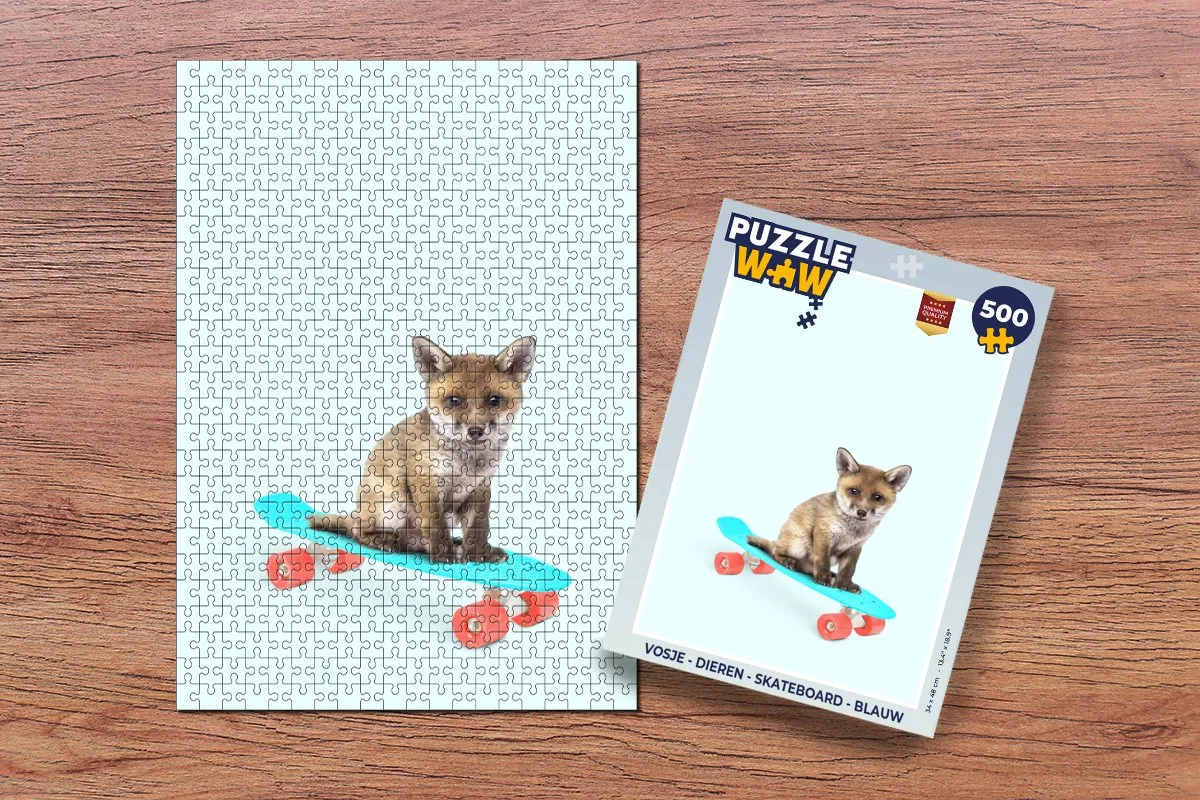 PuzzleWow Vos Skateboard Legpuzzel 500 Stuks - Multicolor