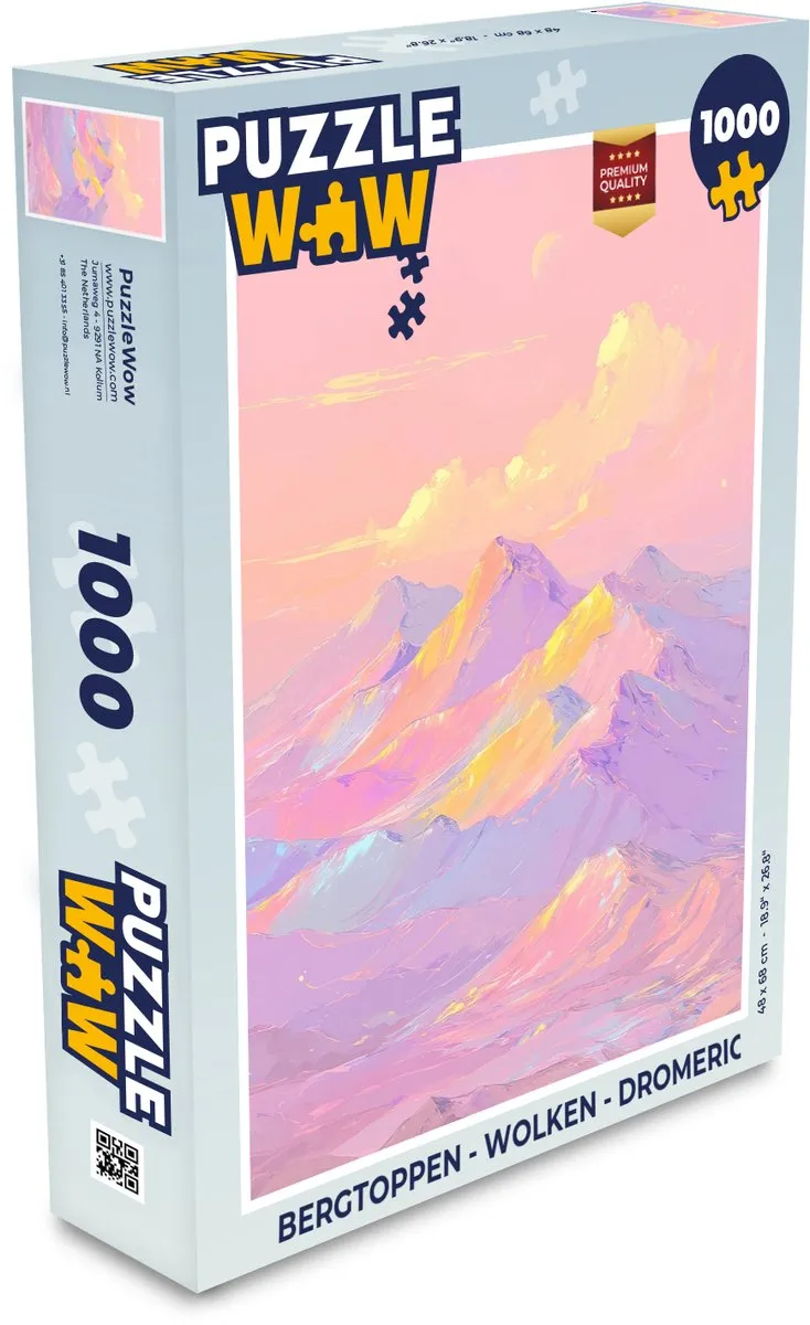 PuzzleWow Bergtoppen Wolken Legpuzzel 1000 Stuks