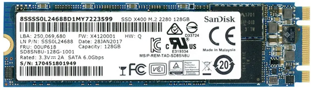 SanDisk X400 128GB M.2 2280 SATA III