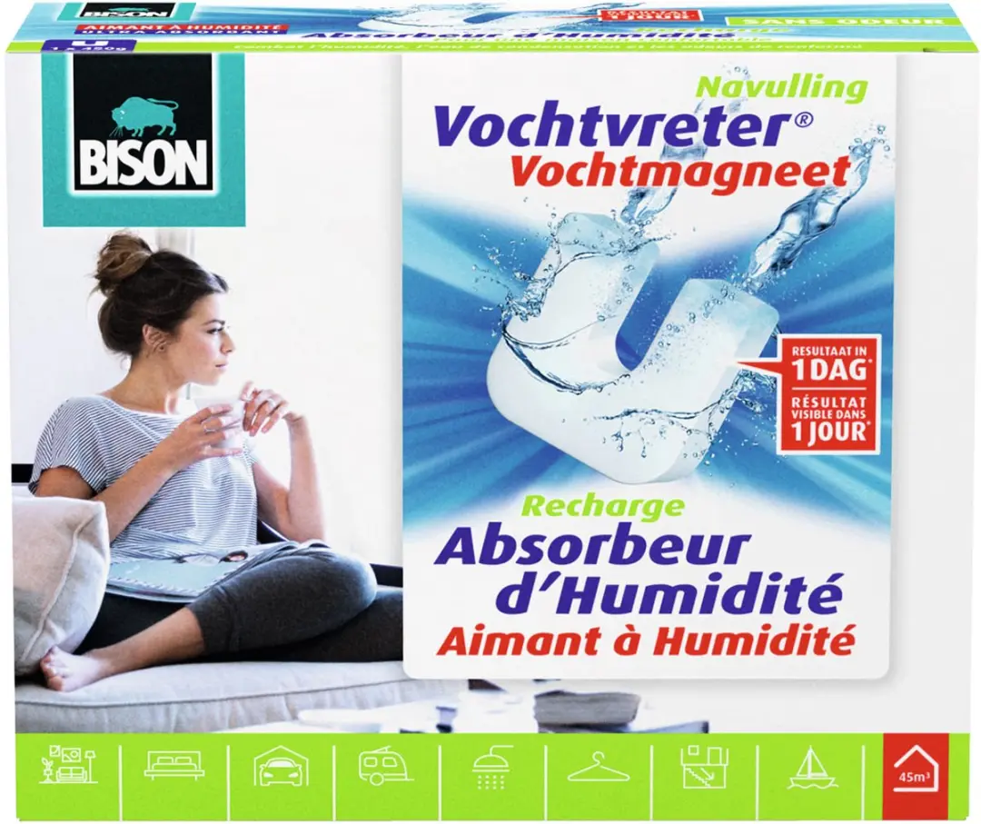 Bison Vochtvreter Magneet Parfumvrije Navulling 450g