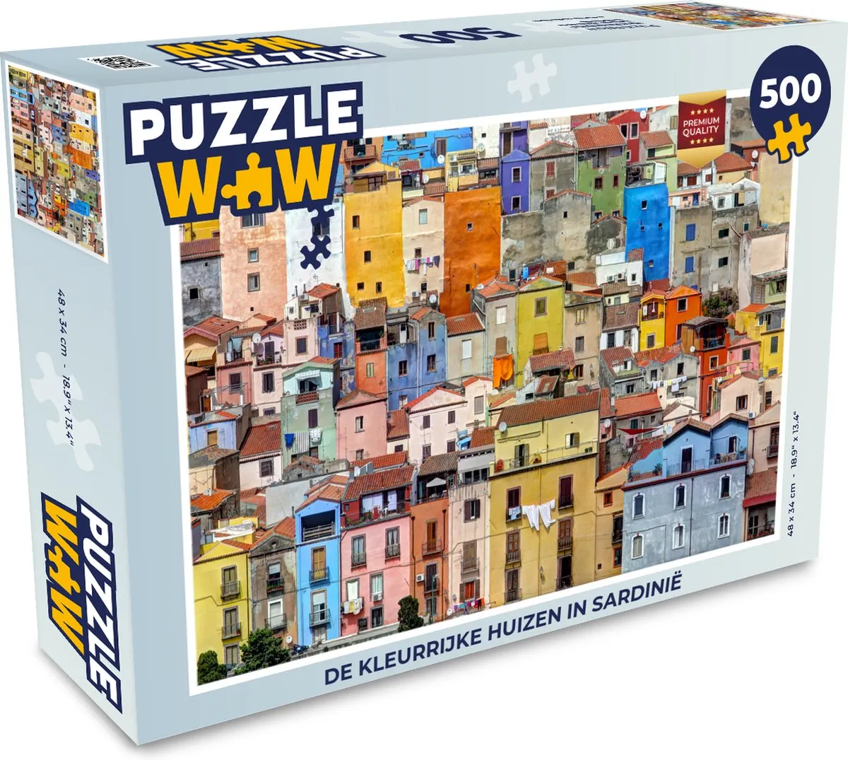 PuzzleWow Legpuzzel De kleurrijke huizen in Sardinië 500 Stuks