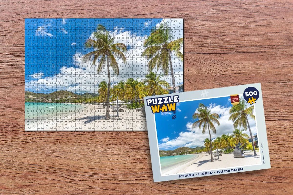 PuzzleWow Strand Ligbed Palmbomen Legpuzzel 500 Stuks - Multicolor