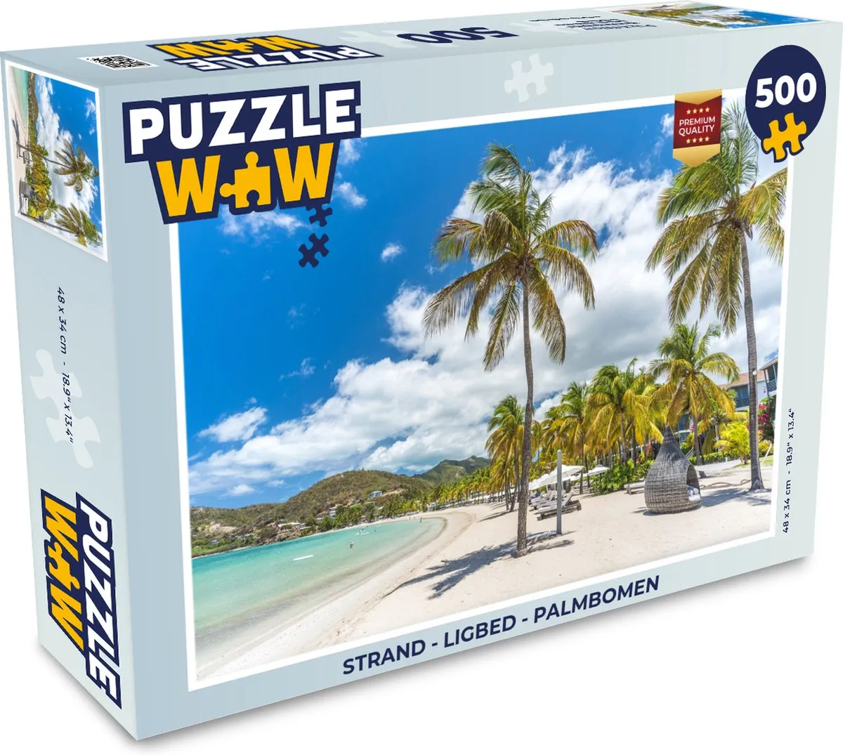 PuzzleWow Strand Ligbed Palmbomen Legpuzzel 500 Stuks