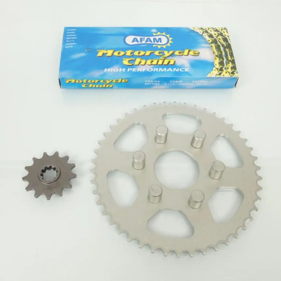 Kit chaîne Afam pour scooter Ride 50 Classic 1992 à 1999 13x46 pas 415 Neuf