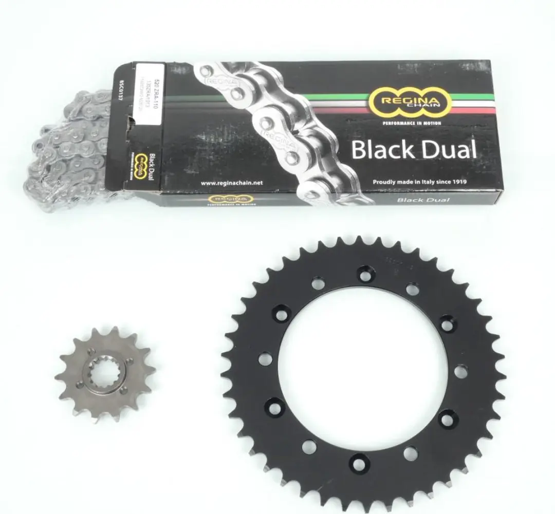 Kit chaîne Regina pour moto Honda 650 FMX 2005 à 2006 14x42 P 520 Al 130mm Neu