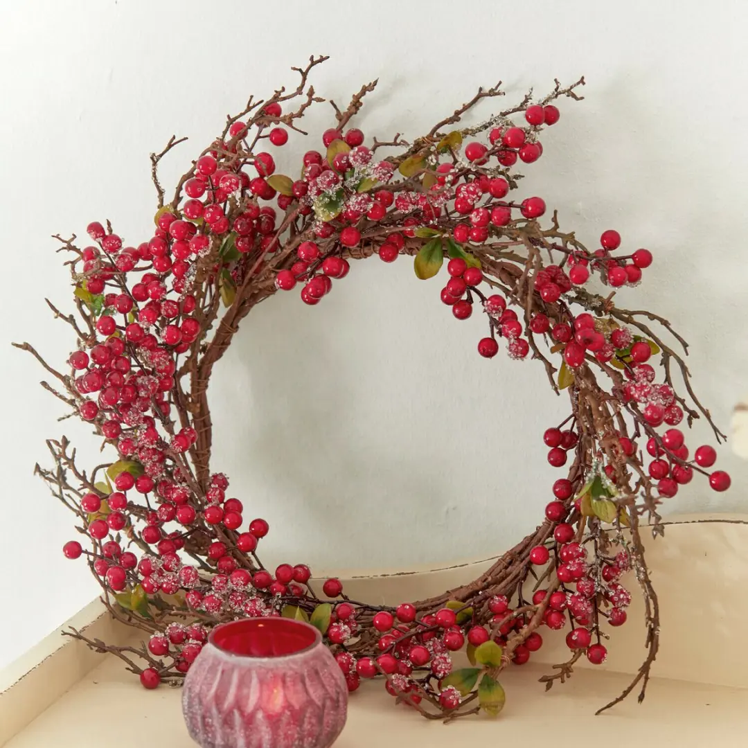 Loberon Krans Usovo 60cm - Rood/Bruin - afbeelding 2 van 5