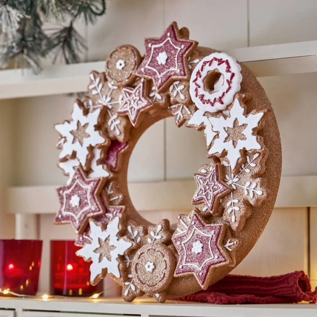 Loberon Kerstkrans Anyama - 27cm - Rood/Bruin/Wit - afbeelding 4 van 5