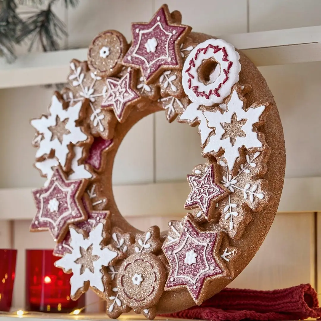 Loberon Kerstkrans Anyama - 27cm - Rood/Bruin/Wit - afbeelding 5 van 5
