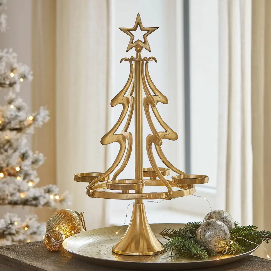 Loberon Gaetana Kaarsenstandaard - 32cm - Goud - afbeelding 6 van 6