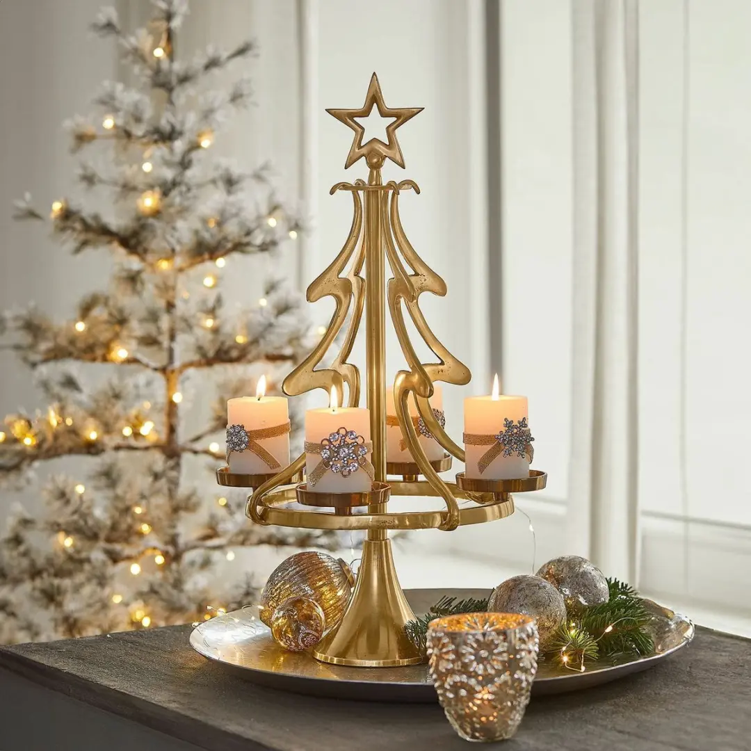 Loberon Gaetana Kaarsenstandaard - 32cm - Goud - afbeelding 2 van 6