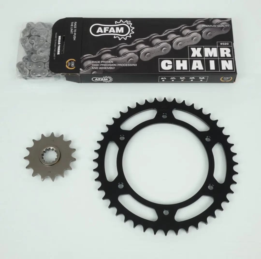Kit chaîne Afam pour moto Aprilia 650 Pegaso Trail 2006 à 2007 15x44 P 520 Neu