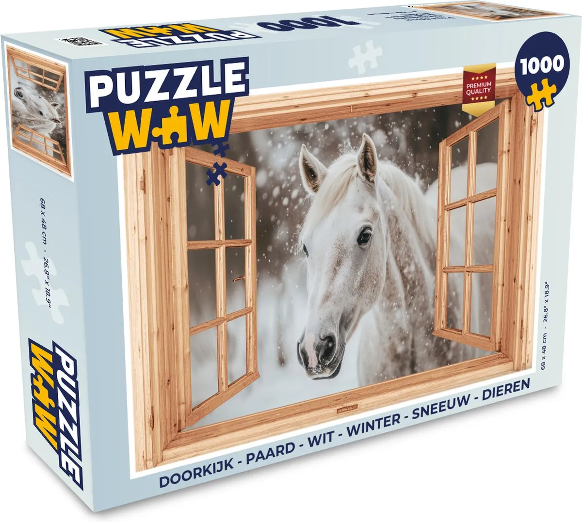 PuzzleWow Doorkijk Paard Legpuzzel 1000 Stuks - Wit