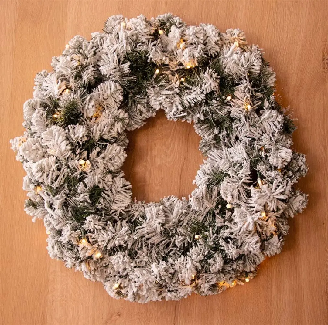 Kerstkrans / Deurkrans 60CM met LED verlichting en sneeuweffect