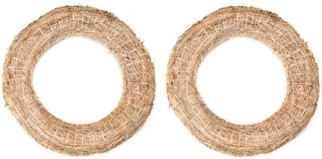 2x Decoratie krans van stro 30 cm