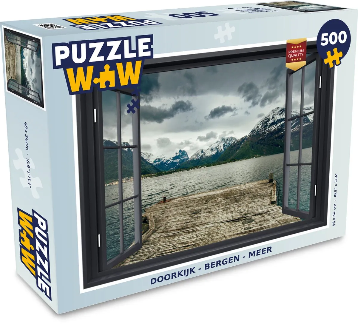 PuzzleWow Doorkijk Berg Meer Legpuzzel 500 Stuks - Multicolor