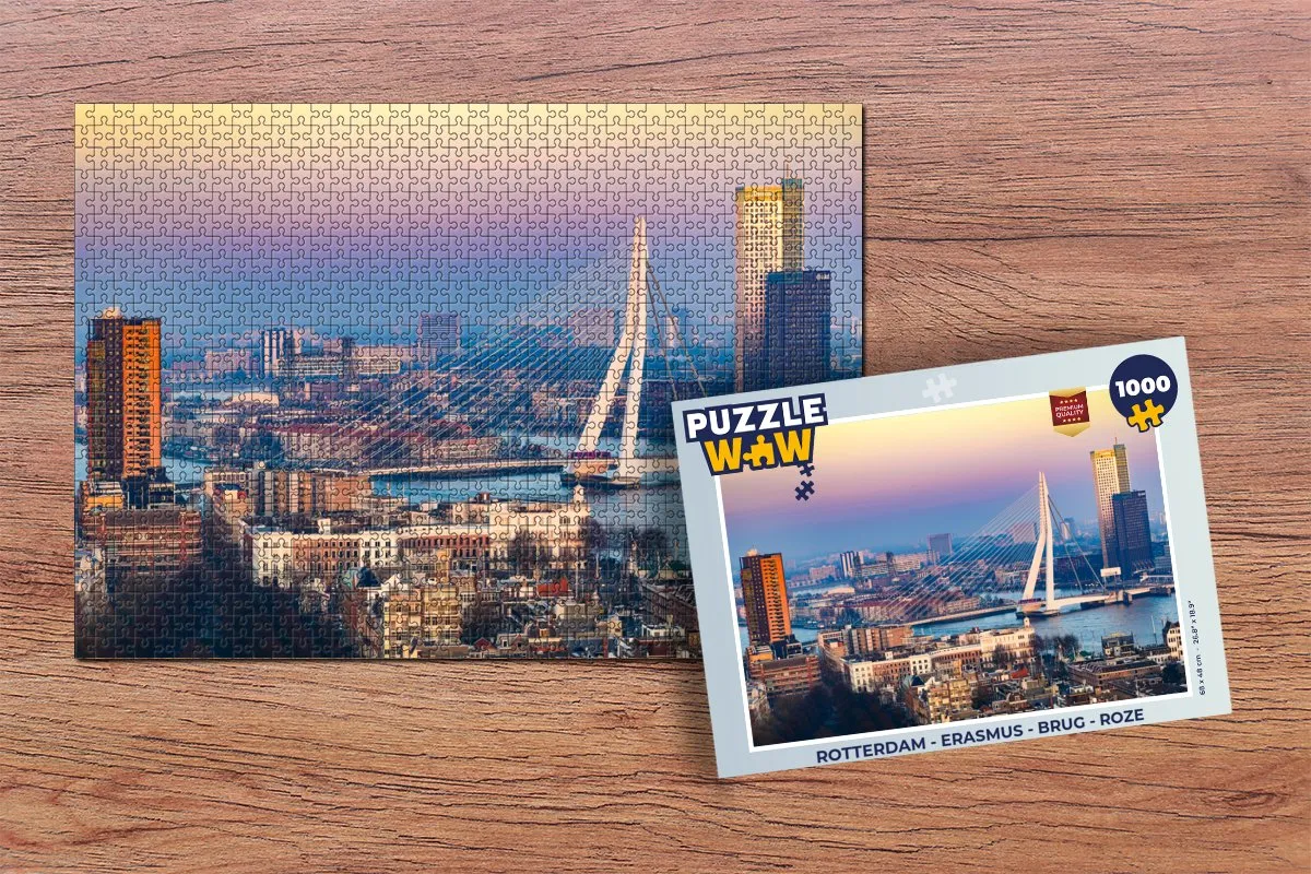 PuzzleWow Rotterdam Erasmus Brug Legpuzzel 1000 Stuks - Multicolor