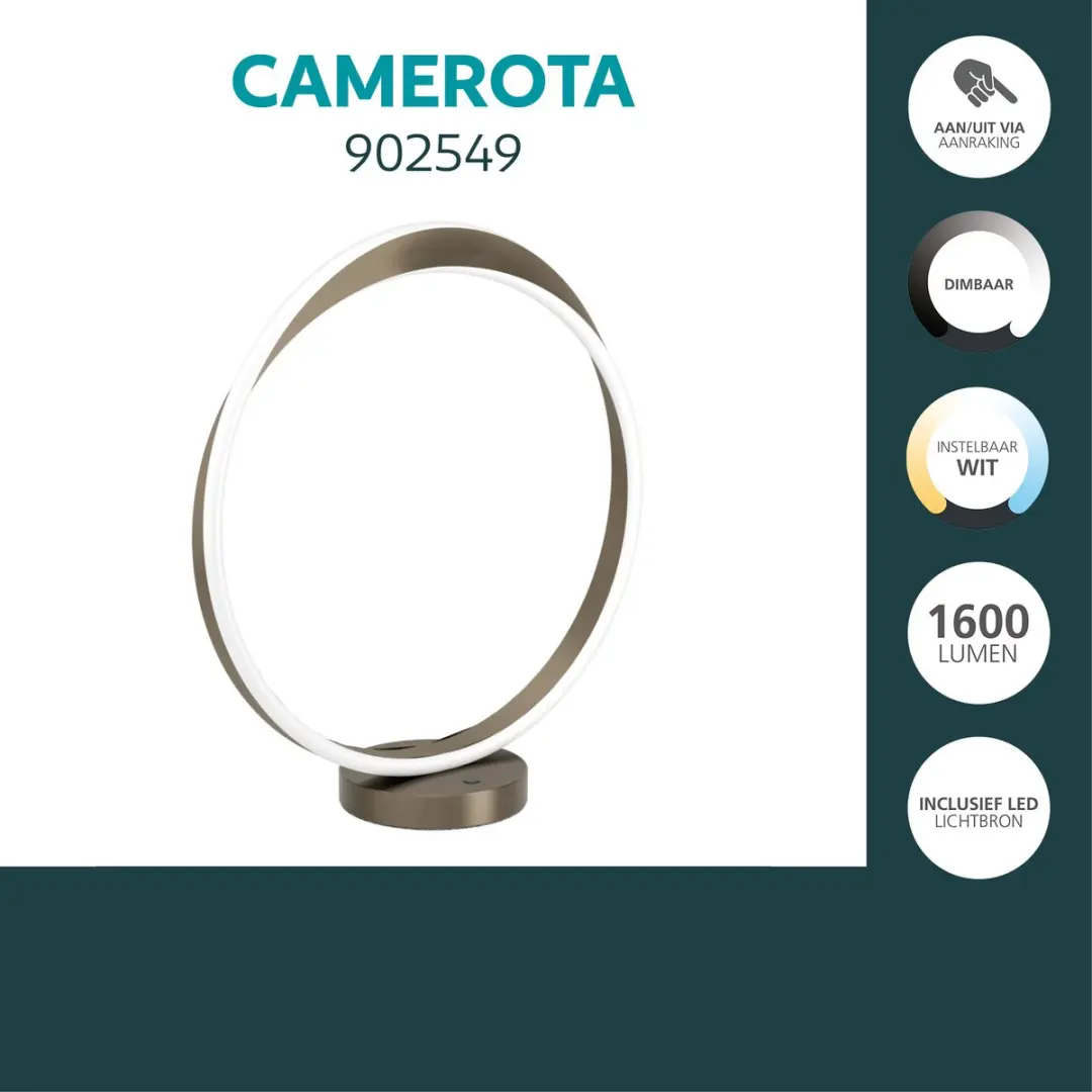 Eglo Camerota Tafellamp Donker Brons/Wit - 2765K - Dimbaar - afbeelding 4 van 6