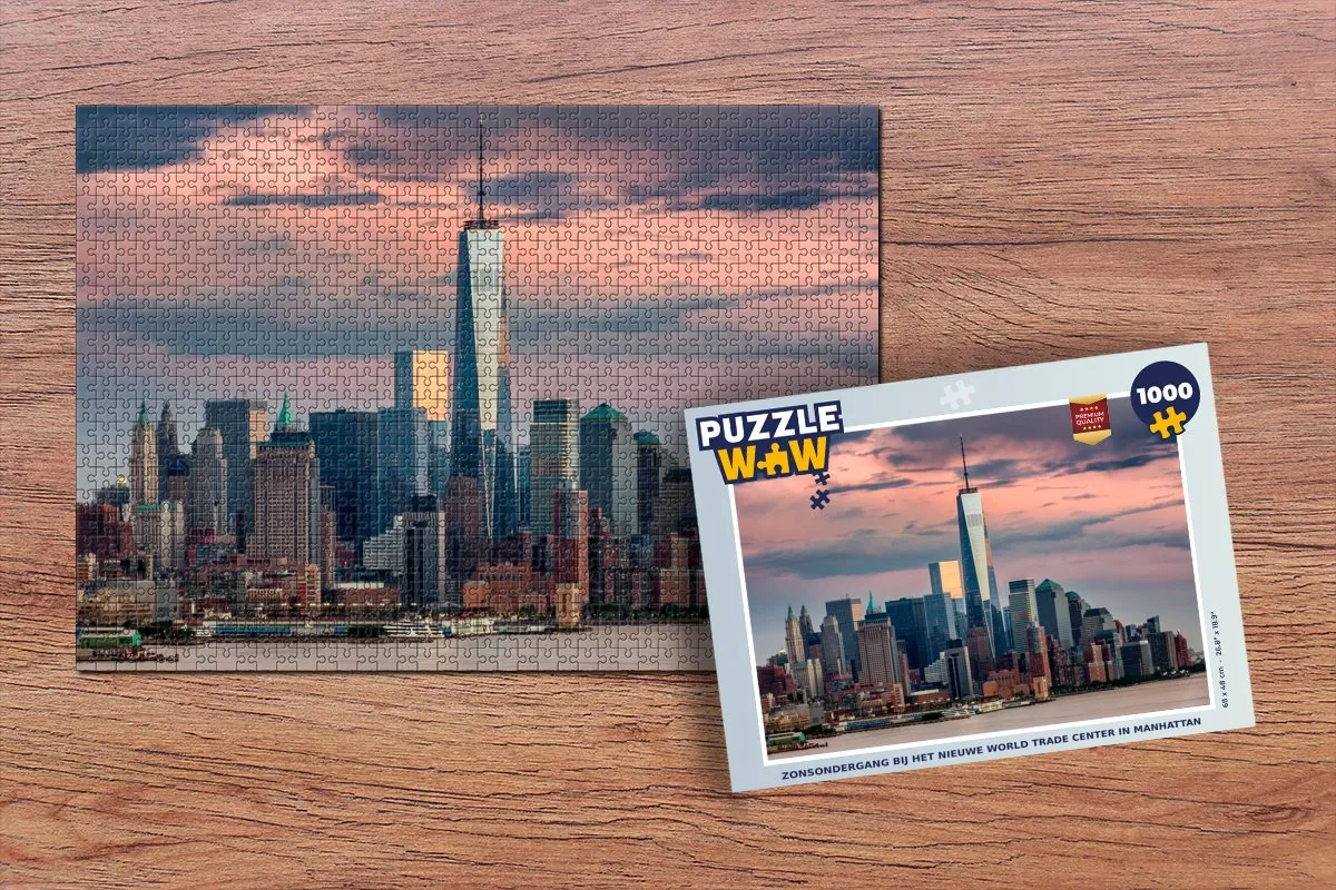 PuzzleWow Legpuzzel Zonsondergang Manhattan 1000 Stuks - Multicolor