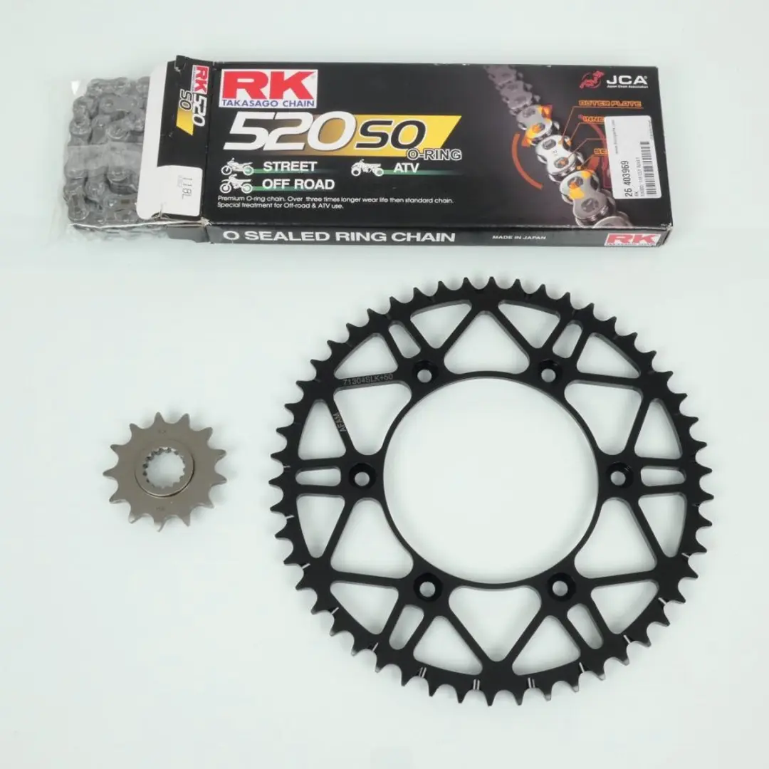 Kit chaîne Afam pour moto KTM 125 EXC 1995 à 2010 13X50 Pas 520 Al 125mm Neuf