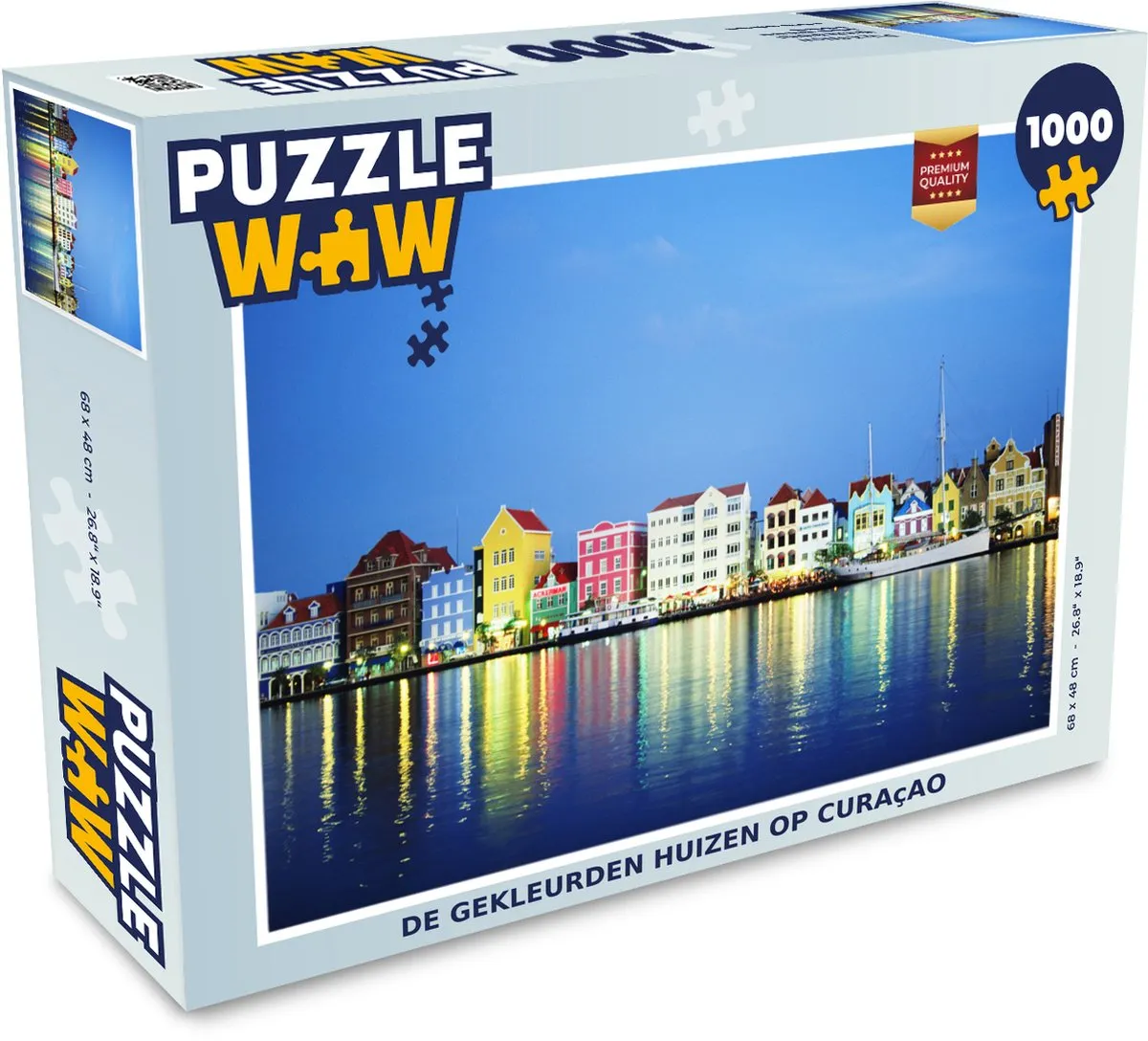 PuzzleWow Curaçao Huizen Skyline Legpuzzel 1000 Stuks - Multicolor