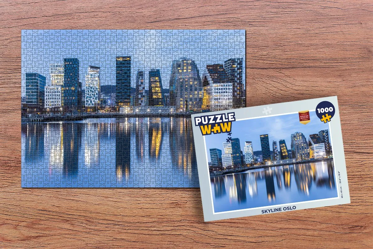 PuzzleWow Skyline Oslo Legpuzzel 1000 Stuks - Multicolor