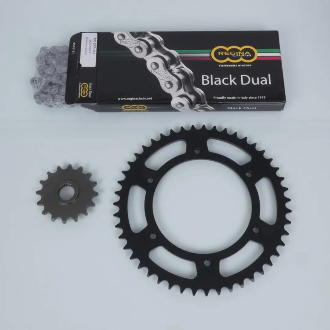 Kit chaîne Regina pour moto Aprilia 650 Moto 6.5 Stark 1995 à 2001 16x47 Pas 5